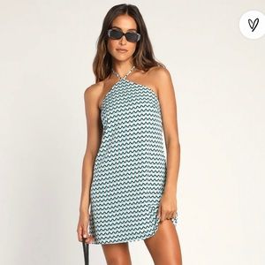 Lulus blue geometric print dress